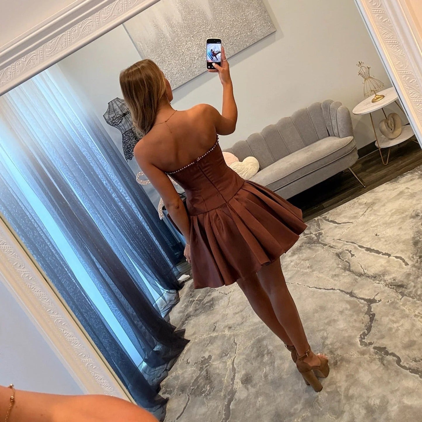 MATILDA | STRAPLESS MINI DRESS - Chocolate