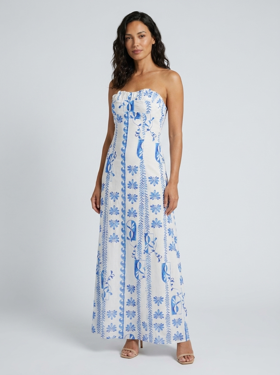 CELINE | FLORAL BUSTIER MAXI DRESS
