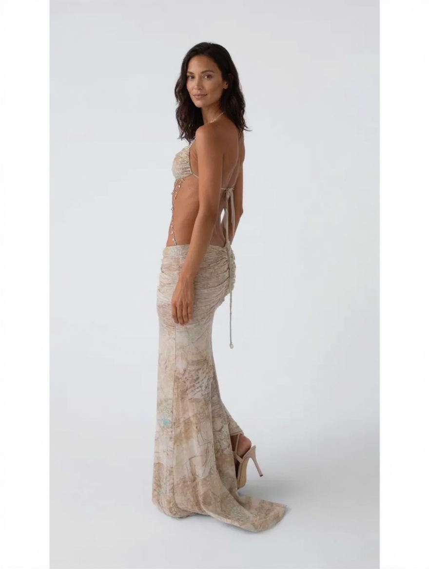 QUINN | EMBELLISHED HALTER MAXI DRESS