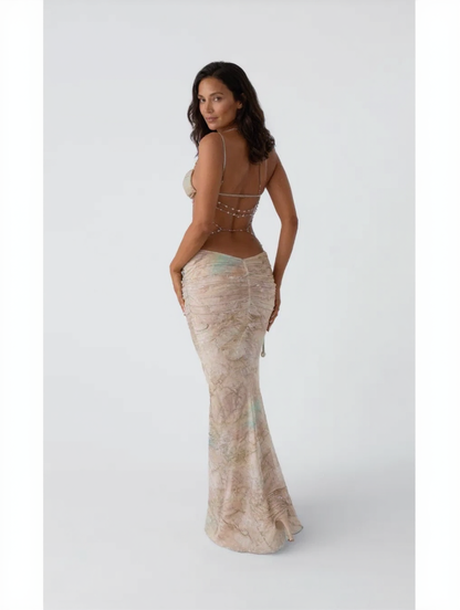 QUINN | EMBELLISHED HALTER MAXI DRESS