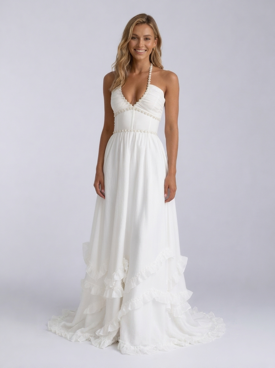 CAMILA | FLORAL TIERED MAXI DRESS - White