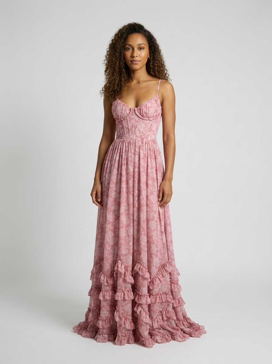 AURELIA | FLORAL BUSTIER MAXI DRESS - Ivory Romance