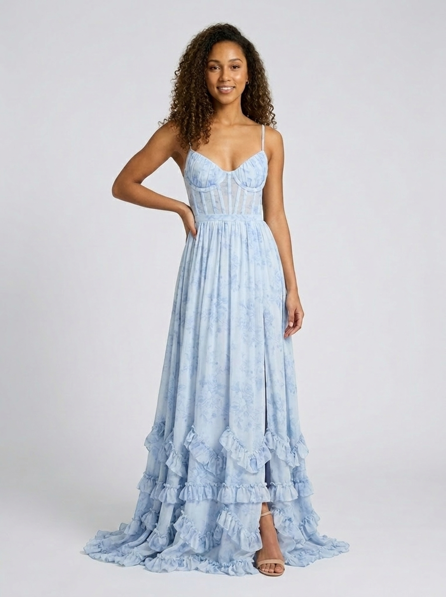 AURELIA | FLORAL BUSTIER MAXI DRESS