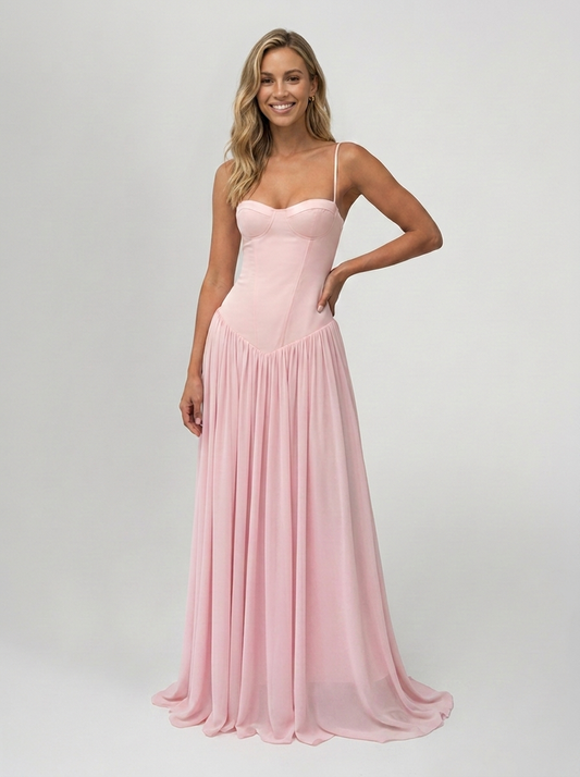 AMIRA | LACE MAXI DRESS - Pink