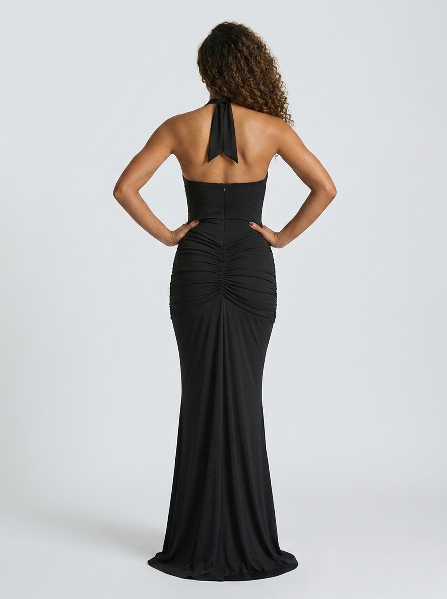 FIONA | RUCHED PLUNGE MAXI DRESS