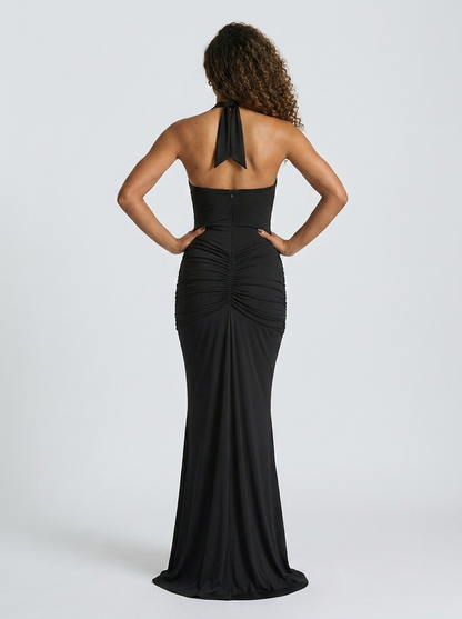 FIONA | RUCHED PLUNGE MAXI DRESS