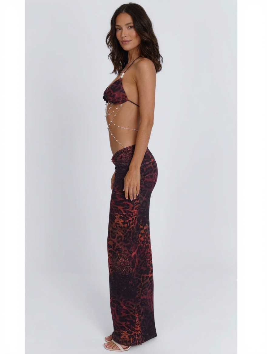 QUINN | EMBELLISHED HALTER MAXI DRESS