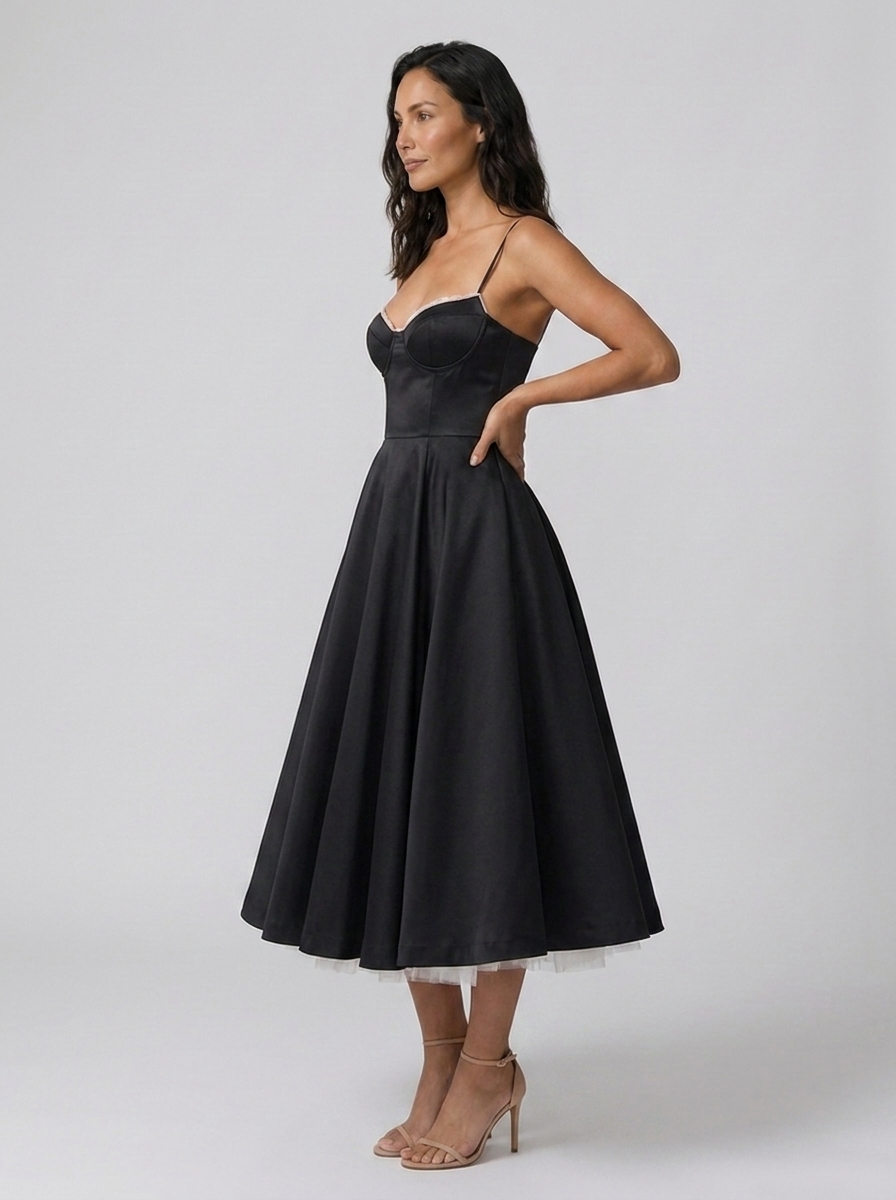 ELIANA | BUSTIER SWEETHEART MIDI DRESS