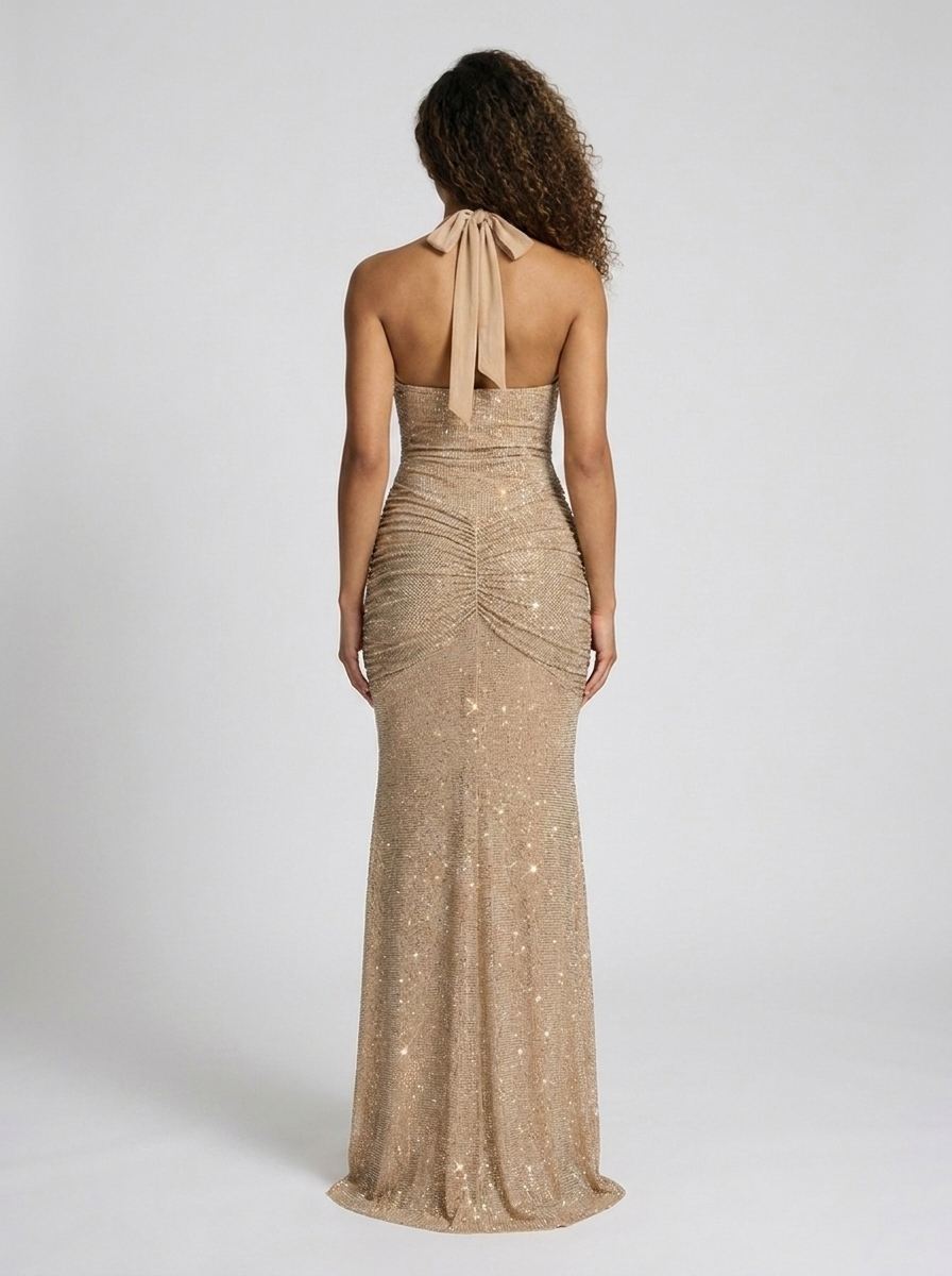 FIONA | RUCHED PLUNGE MAXI DRESS