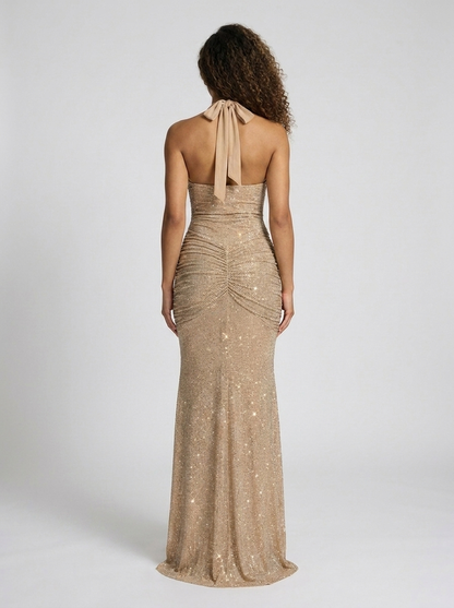 FIONA | RUCHED PLUNGE MAXI DRESS