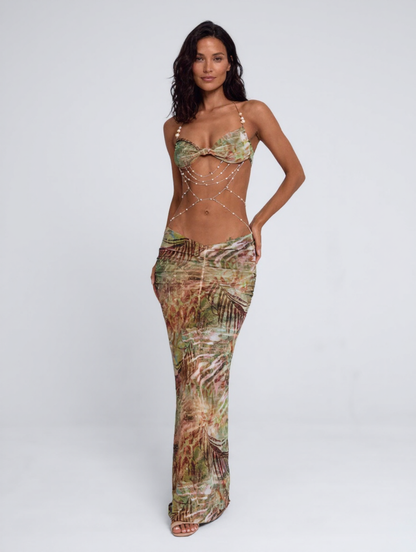 QUINN | EMBELLISHED HALTER MAXI DRESS - Lagrono Sage