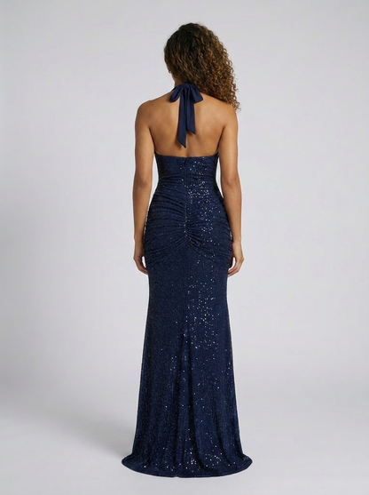 FIONA | RUCHED PLUNGE MAXI DRESS