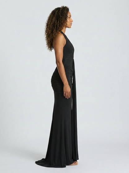 FIONA | RUCHED PLUNGE MAXI DRESS