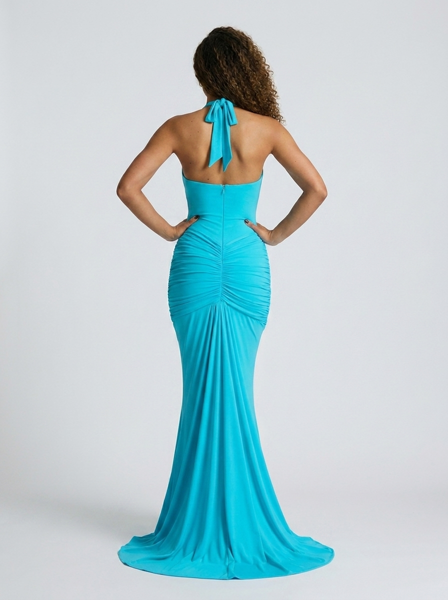 FIONA | RUCHED PLUNGE MAXI DRESS
