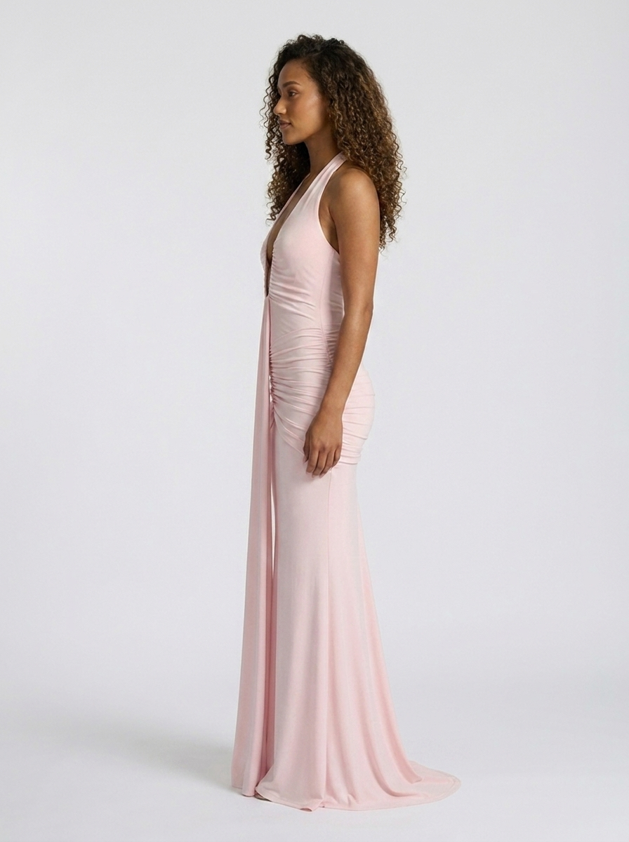 FIONA | RUCHED PLUNGE MAXI DRESS