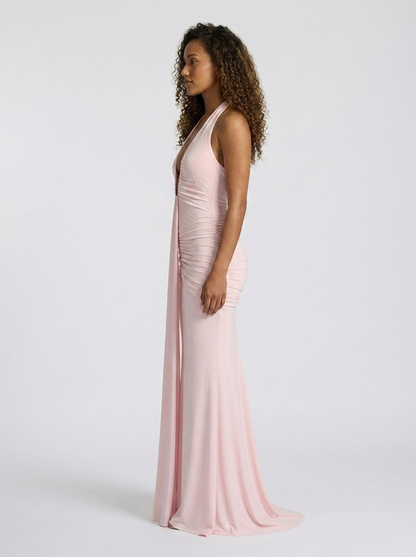 FIONA | RUCHED PLUNGE MAXI DRESS