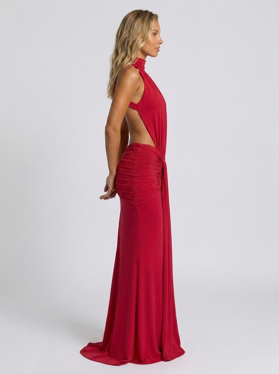 DELPHINE | CUTOUT HALTER MAXI DRESS