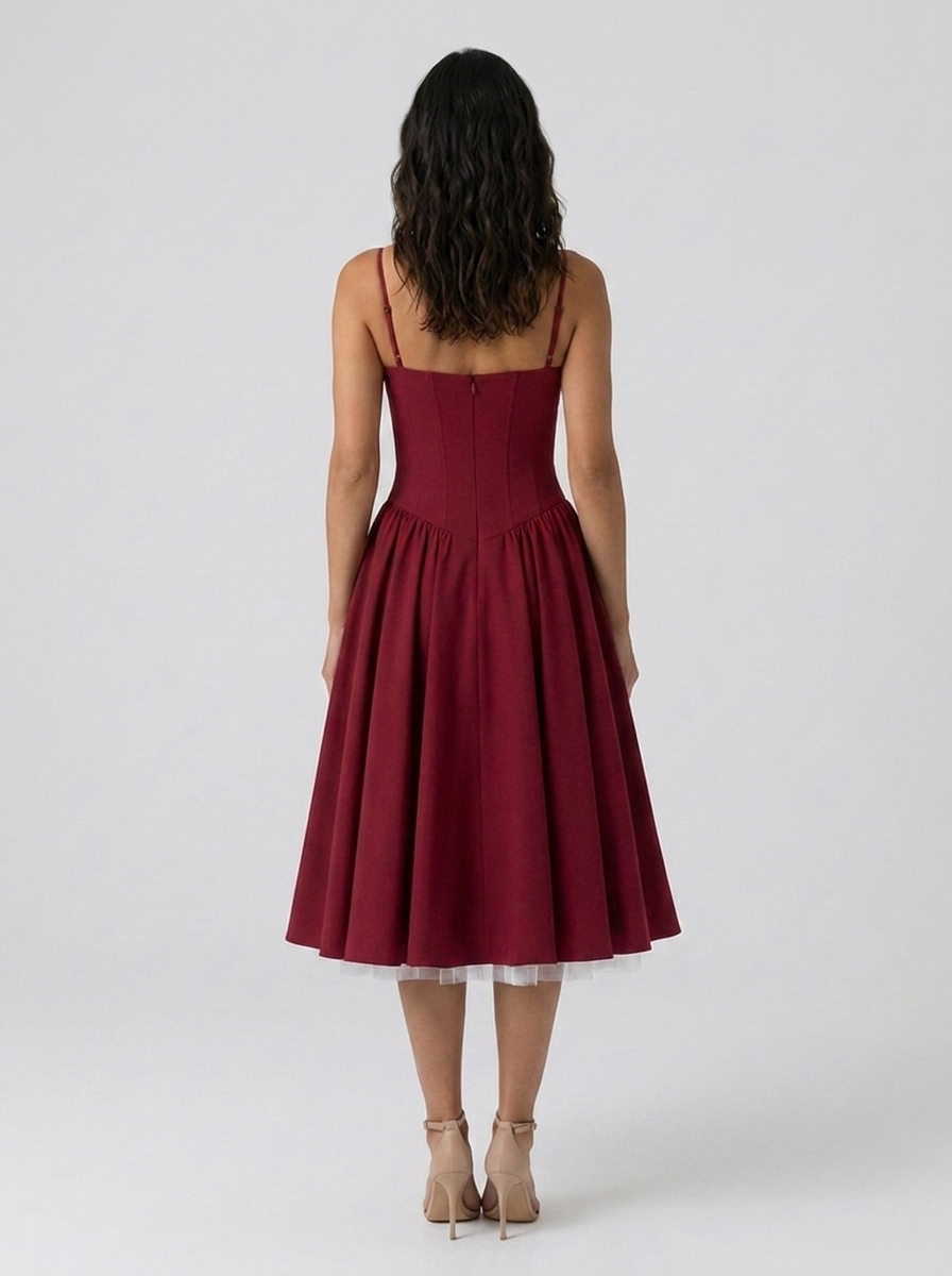 ELIANA | BUSTIER SWEETHEART MIDI DRESS