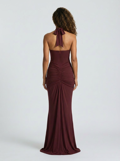 FIONA | RUCHED PLUNGE MAXI DRESS