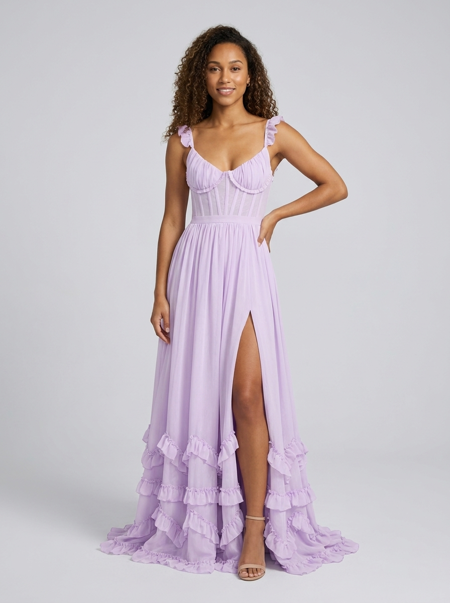 AURELIA | FLORAL BUSTIER MAXI DRESS - Lilac Whisper