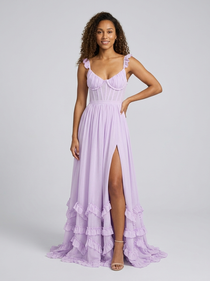 AURELIA | FLORAL BUSTIER MAXI DRESS - Lilac Whisper