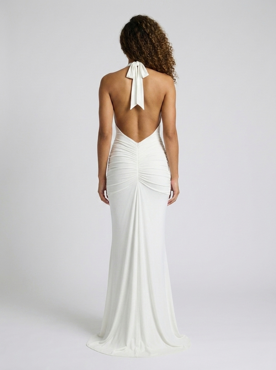 FIONA | RUCHED PLUNGE MAXI DRESS
