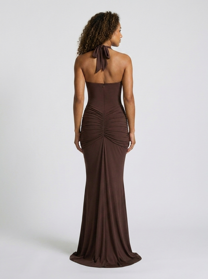 FIONA | RUCHED PLUNGE MAXI DRESS