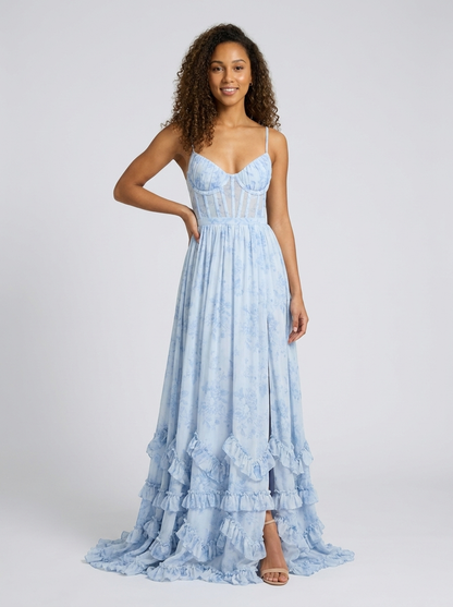 AURELIA | FLORAL BUSTIER MAXI DRESS - Sage Blossom
