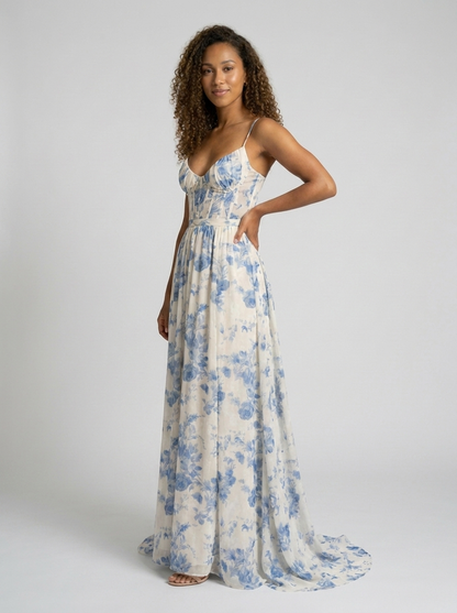 AURELIA | FLORAL BUSTIER MAXI DRESS