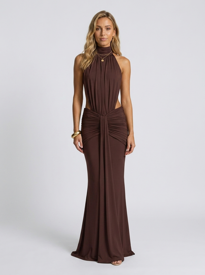 DELPHINE | CUTOUT HALTER MAXI DRESS