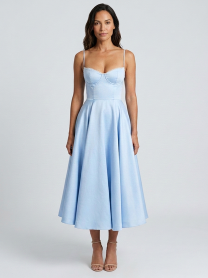 ELIANA | BUSTIER SWEETHEART MIDI DRESS - Baby Blue