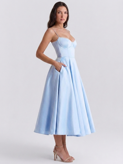 ELIANA | BUSTIER SWEETHEART MIDI DRESS
