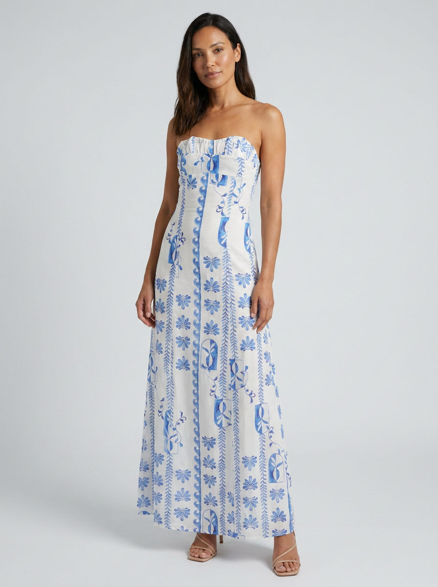 CELINE | FLORAL BUSTIER MAXI DRESS - Floral Wave