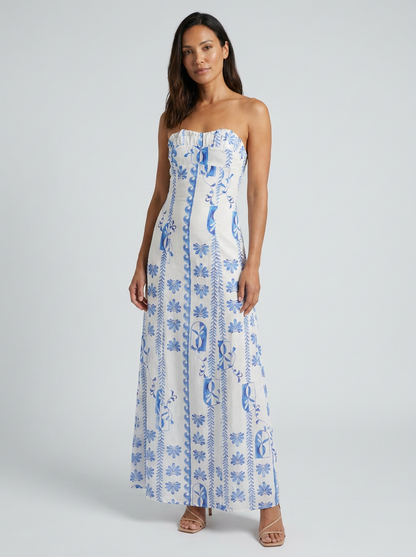 CELINE | FLORAL BUSTIER MAXI DRESS - Floral Wave