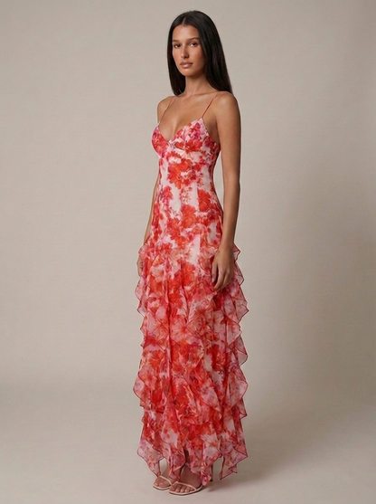 ODETTE | FLORAL RUFFLE MAXI DRESS