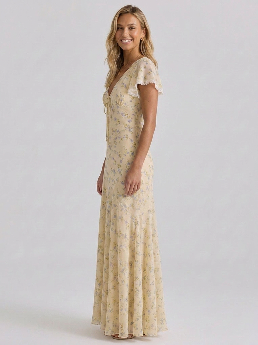 ZOÉ | FLORAL RUCHED MAXI DRESS