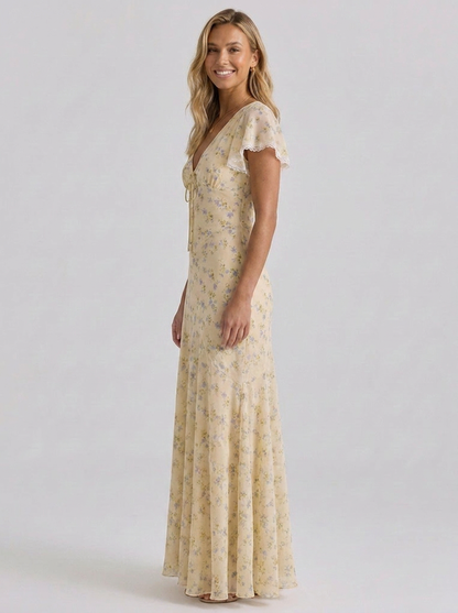 ZOÉ | FLORAL RUCHED MAXI DRESS