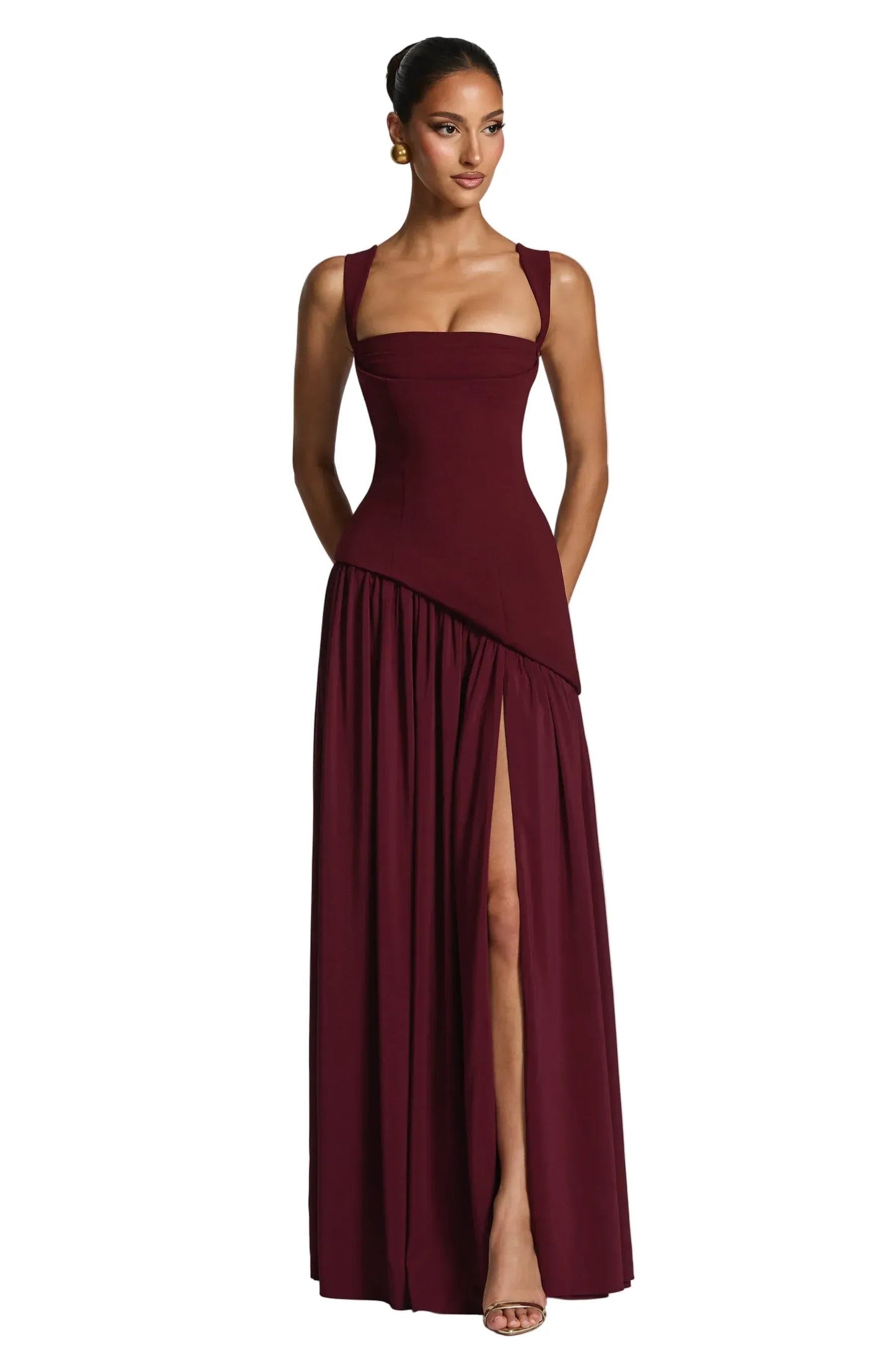 ELSIE | HOMECOMING MAXI DRESS - Burgundy