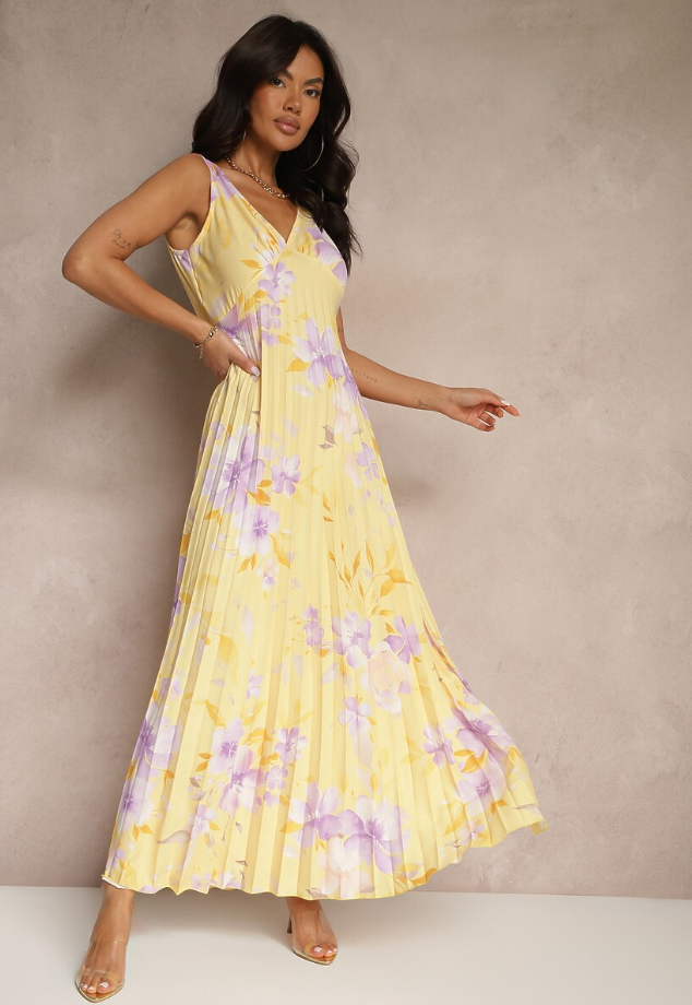 CASSIA | V NECK MAXI DRESS - Yellow