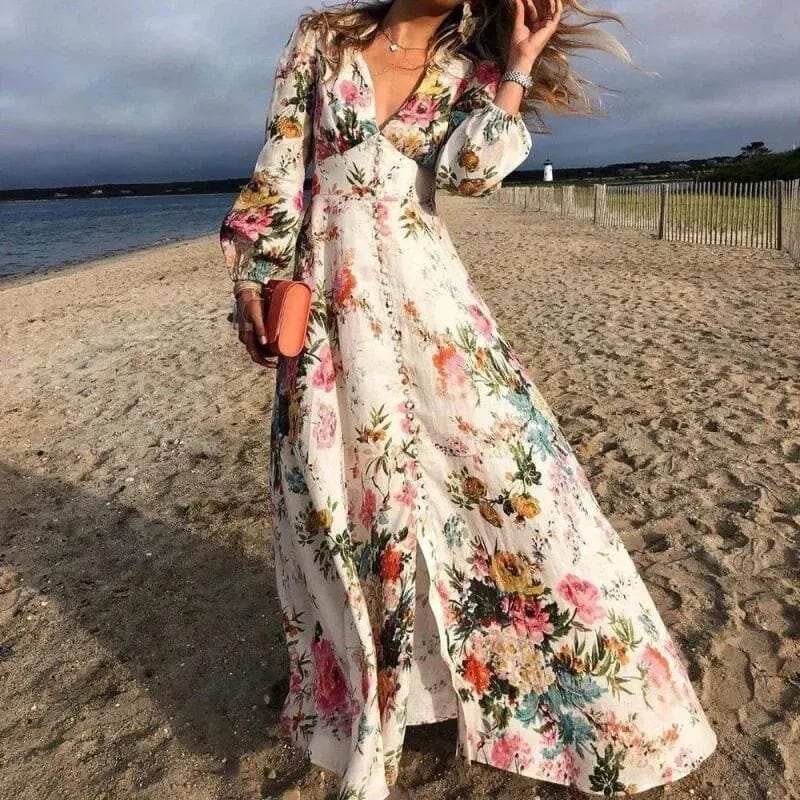 CAMILLA | V NECK MAXI DRESS - Floral