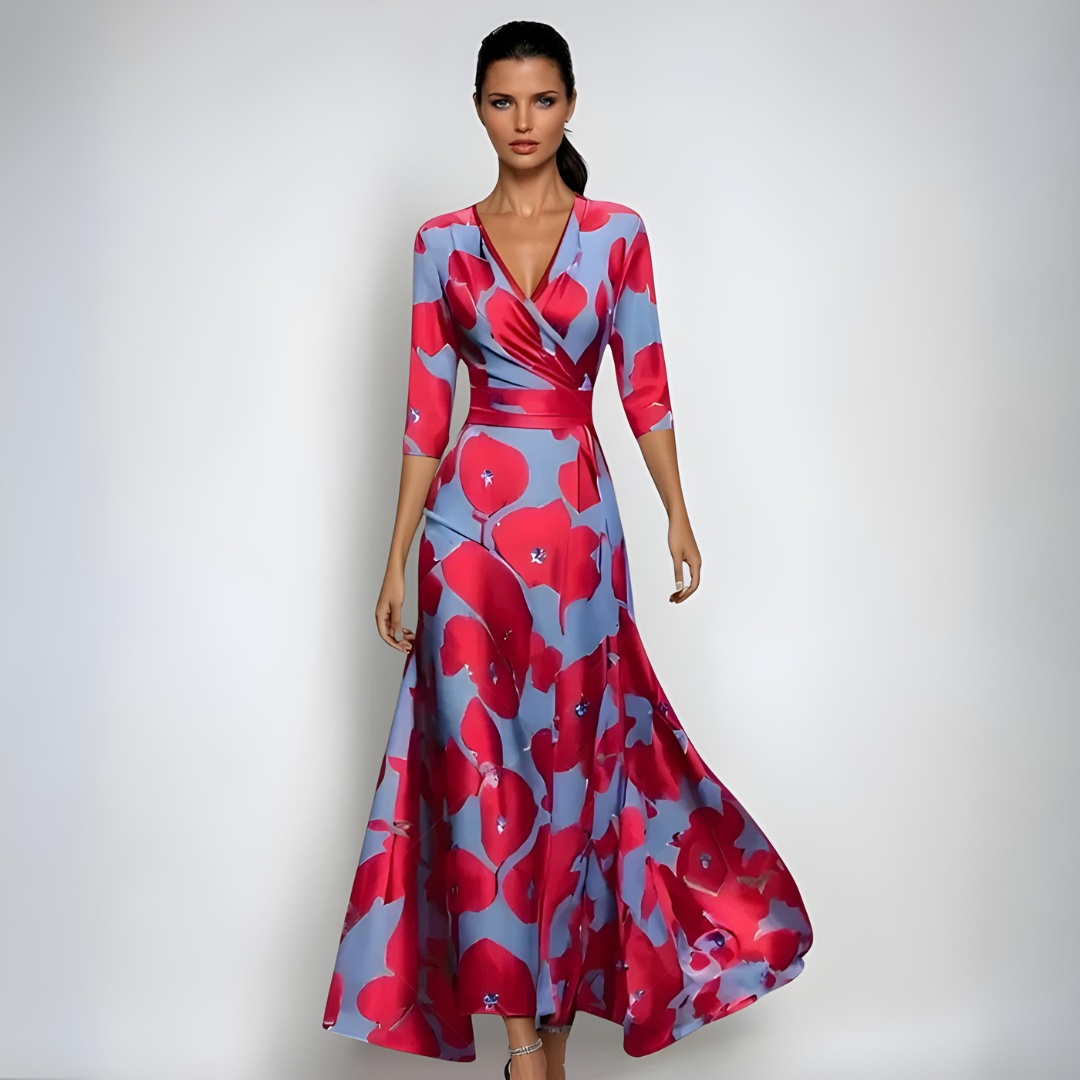 CELESTINE | V NECK MAXI DRESS - Rosé Breeze