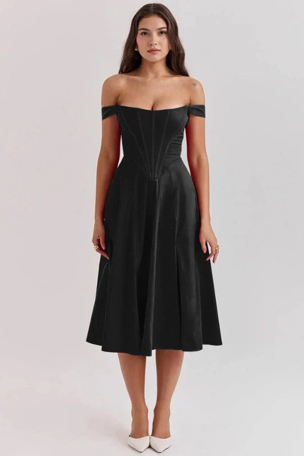 CORALIE | OFF SHOULDER MIDI DRESS