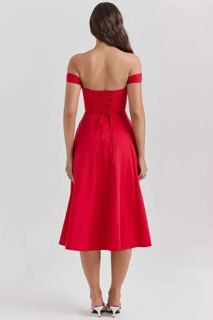CORALIE | OFF SHOULDER MIDI DRESS