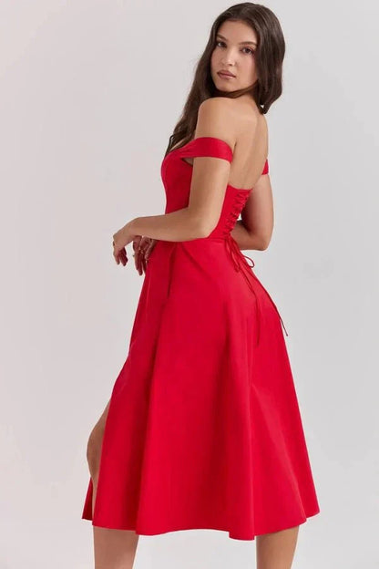 CORALIE | OFF SHOULDER MIDI DRESS