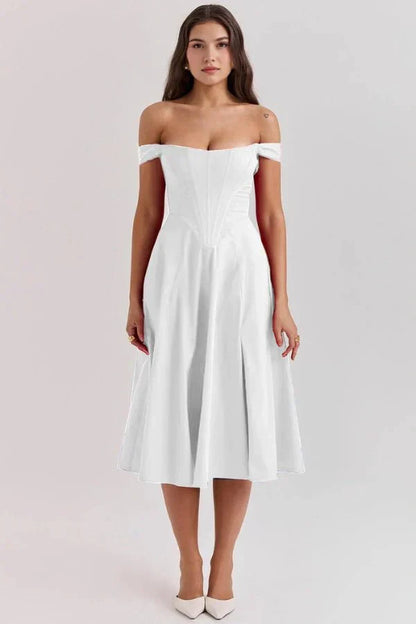 CORALIE | OFF SHOULDER MIDI DRESS