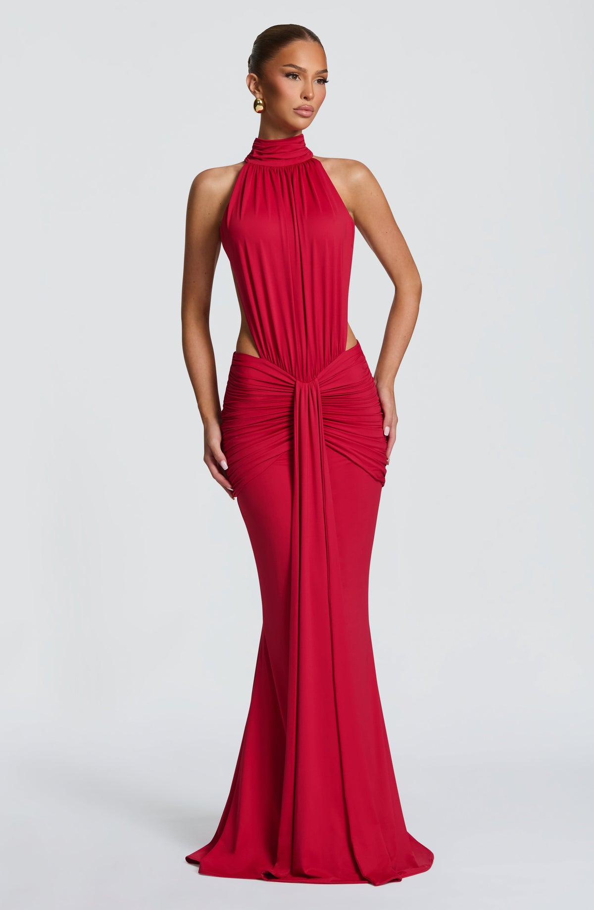 DOVE | HALTER MAXI DRESS - Red