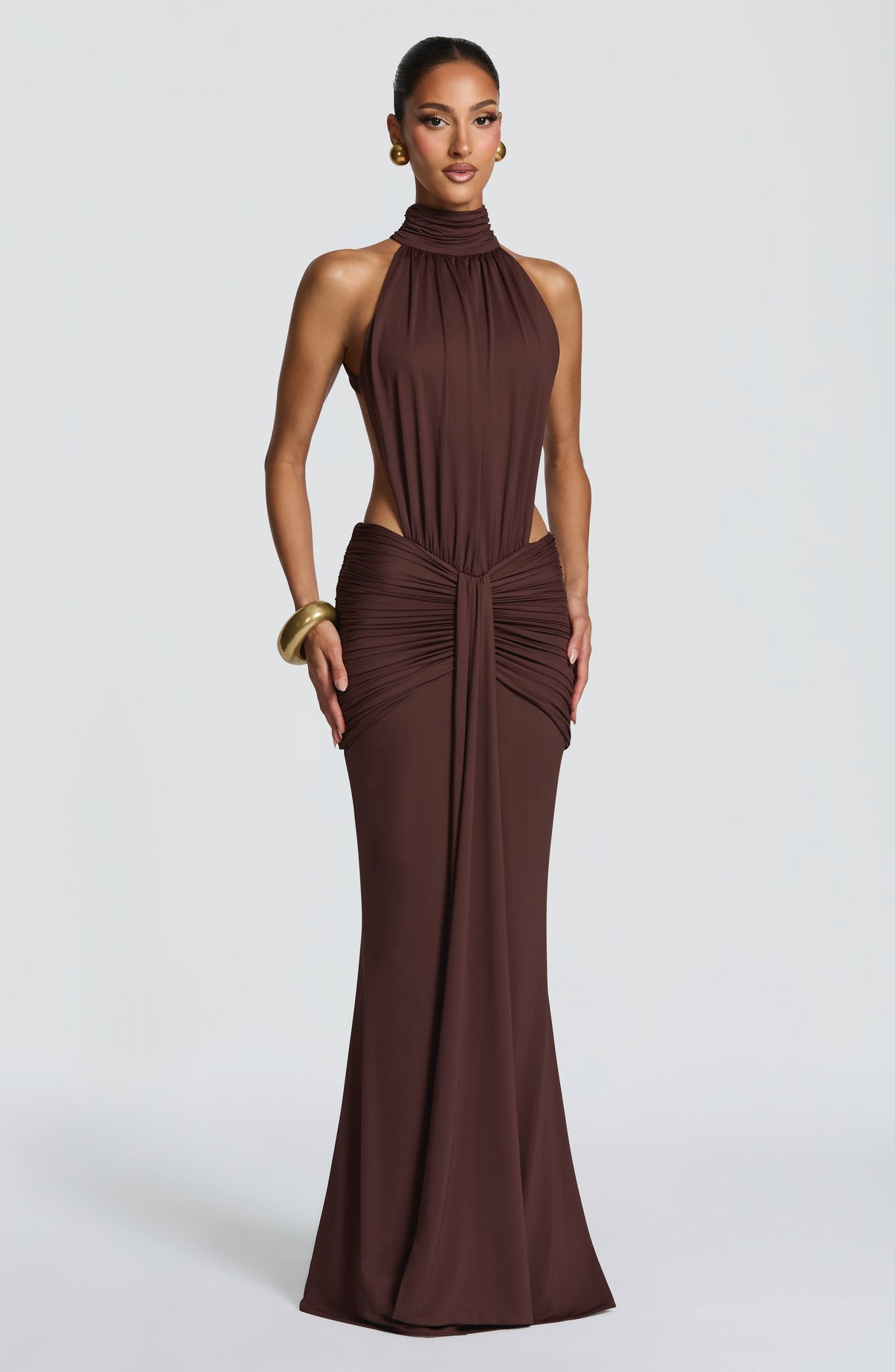 DOVE | HALTER MAXI DRESS - Brown