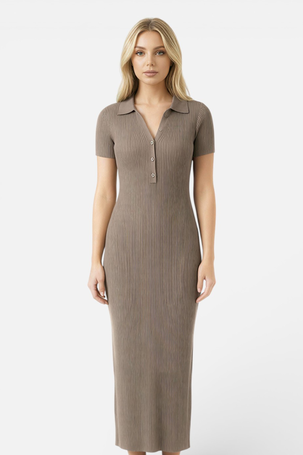 NOOR | POLO MAXI DRESS - Khaki