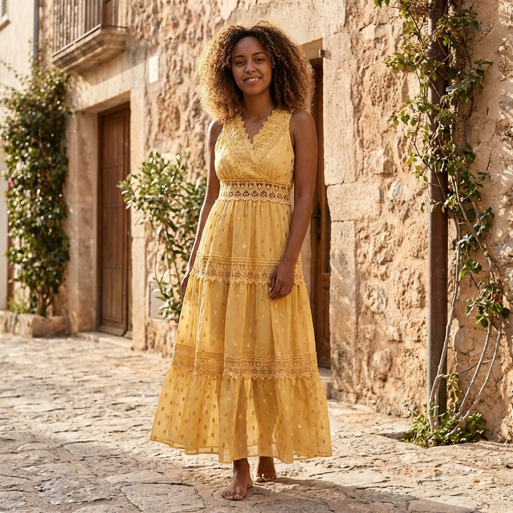 LAUREL | LACE MAXI DRESS - Yellow