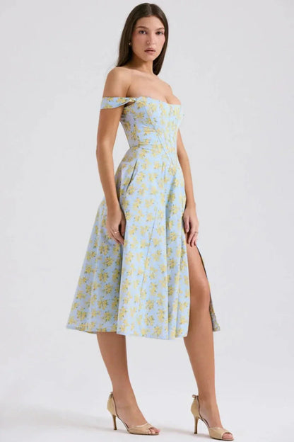 IMOGEN | OFF SHOULDER MIDI DRESS